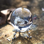 HDCRYSTALGIFTS Crystal 3D Constellation Crystal Ball 60mm Crystal Paperweight Full Sphere Glass Fengshui with Sliver-Plated Flowering Stand(Cancer)
