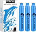 BIGTHUMB 3 Pcs Blue Jumbo Permanent Markers: 15mm Wide Tip Thick Acrylic Paint Pen Large Calligraphy Marker for Rock Painting, Poster, Sign, Canvas, Glass, Wood, Ceramic