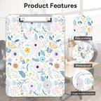 Luminzo Plastic Cute Clipboard Low-Profile Metal Clip, A4 Letter Size 9 x 12.5 in, 8.5 x 11 Paper Clip Board for Teachers, Nurses, Classroom,Cute Flowers