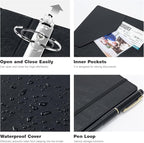 Ospelelf 3 Ring Binder with Clipboard 2 Inch Leather Binder for Letter Size (8.5" x 11"), Clipboard Binder with 5 Tab Dividers Back to School Supply, Black