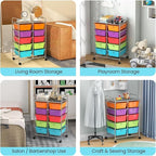 LDAILY 10 Drawer Rolling Cart, Storage Cart Organizer on Wheels, Drawer Cart with Metal Frame & Large Storage Capacity, Rolling Cart with Drawers for Living Room Classroom, Office