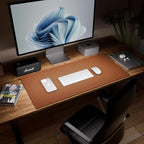 Aothia Double-Sided Desk Pad, 35.4" x 15.7"Leather Desk Mat, Eco Cork Desk Pad Protector,Large Mouse Pad,Waterproof Desk Blotter for Office/Home(Brown)