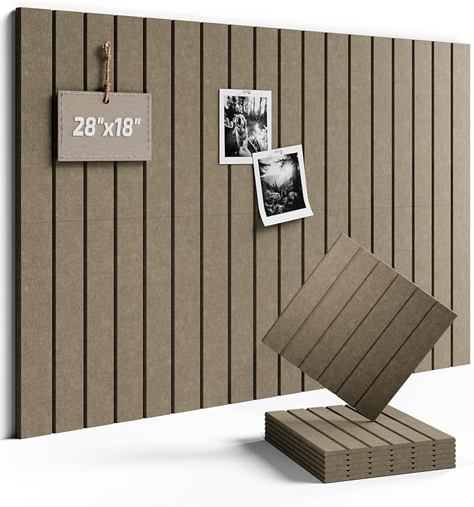 Fluxynara Felt Bulletin Board Tiles -28"x18" with 40 Adhesive Tabs, Cork Board Alternative for Office Decor, Push Pin Board Wall Organizer 6-Pack (Earth Brown)