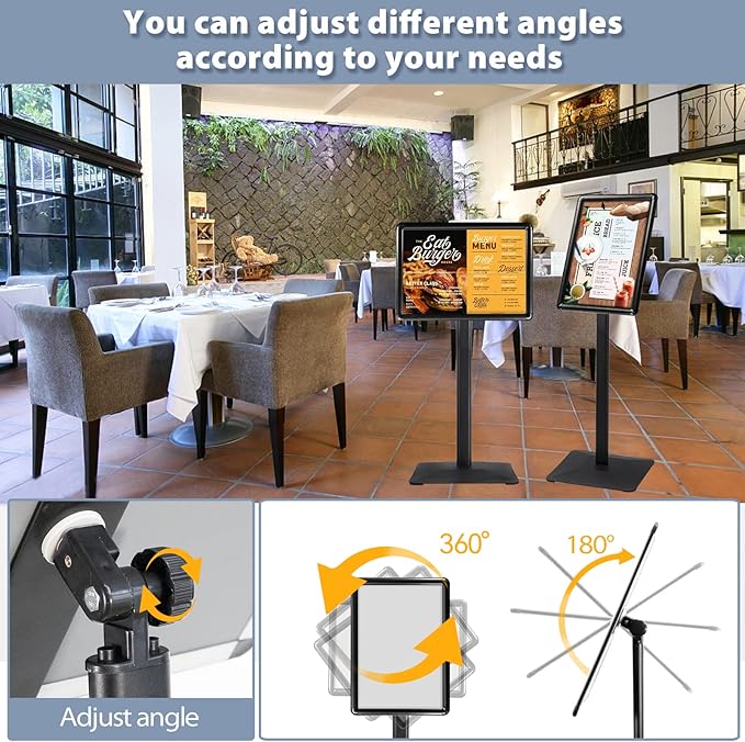 STANDNEE Poster Stand Holder Pedestal Floor Standing Sign Holder 11"x 17" Vertical and Horizontal View Sign Display, Aluminum Snap Open Frame with Safety Corner (Black, 3Packs)