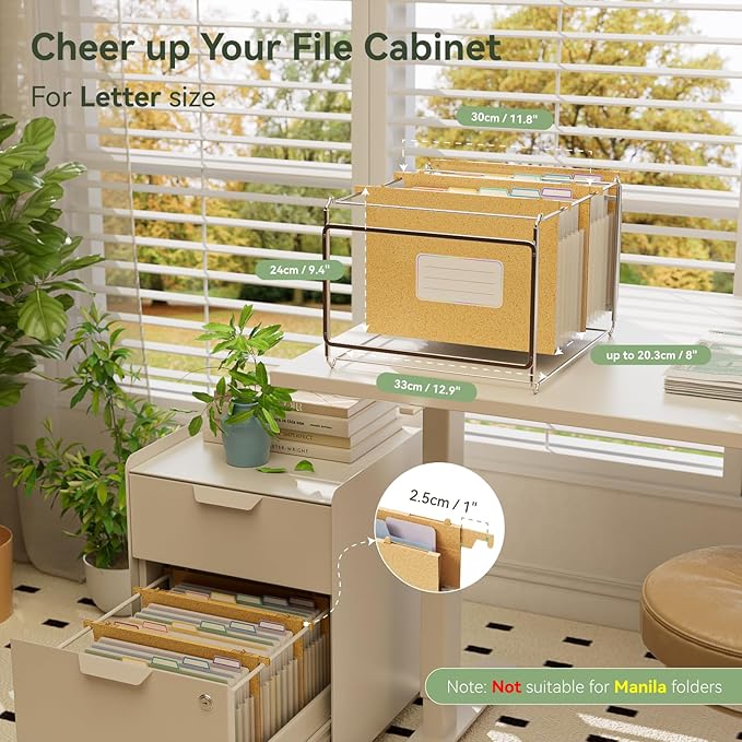 EcoStash Wheat Straw Expanding Hanging File Folders, 3 Color File Organizer, 1.2" Accordion Pockets, Large Capacity, Letter Size for Filing Cabinet, 100% BPA Free, Return to Nature, Healthy Living-6
