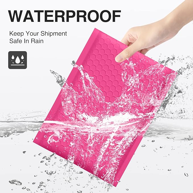 UCGOU Bubble Mailers 9.5x14.5 Inch Hot Pink 25 Pack Poly Padded Envelopes Large #4 Mailing Packages Opaque Packaging Postal Self Seal Adhesive Waterproof Boutique Shipping Bags for Clothes