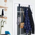 WEBI Over The Door Hooks Door Hanger,Over The Door Towel Rack with 6 Hooks for Hanging,Door Coat Towel Hanger Door Coat Rack,Black