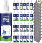 Dansib 24 Pack Non-toxic Whiteboard Cleaner 8.5fl oz Dry Erase Board Cleaner with 12 Cloths Non-toxic Dry Erase Cleaning Spray Removes Stubborn Marks from Whiteboards