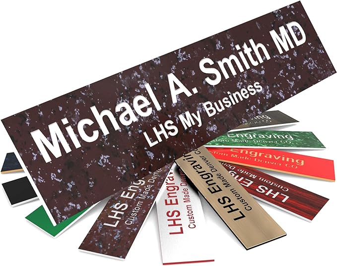 Engraved Name Plates for Door Sign Personalized Cranberry Marble Pattern Plastic Plaque with White Letters - Made in USA 2x8 S5