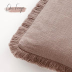 Foindtower Set of 2 Decorative Linen Fringe Throw Pillow Covers Boho Farmhouse Cushion Cover with Tassels Soft Accent Pillowcase for Couch Sofa Bed Living Room Home Decor,20×20 Inch,Dusty Pink