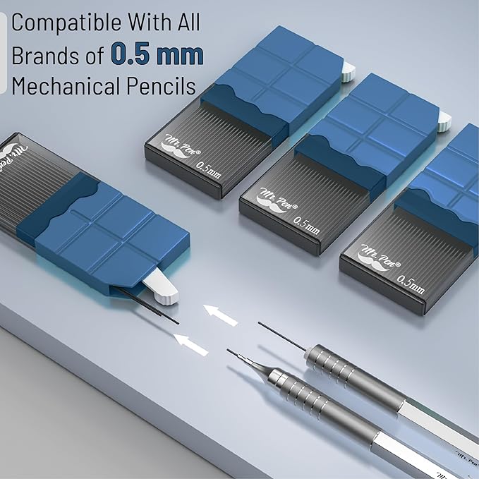 Mr. Pen- 0.5 Millimeter Lead Refills for Mechanical Pencils, 2B, 4 Pack, 600 PCS, 0.5 Lead Refills
