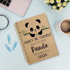VNWEK Cute Panda Always Be Yourself Unless You Can Be a Panda Spiral Notebook Journal 5.5 x 8.3 inches,Panda Themed Lined Hardcover Spiral Notebook,Gifts for Panda Lovers kraft paper