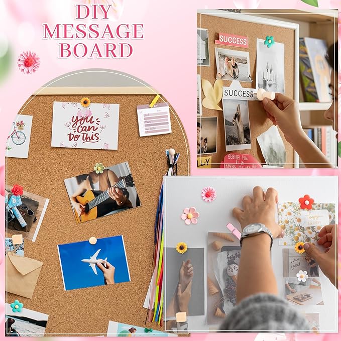 78 Pieces Push Pins Set Cute Thumb Tacks Decorative Flower Push Pins for Wall Cork Board Bulletin Boards with Storage Box