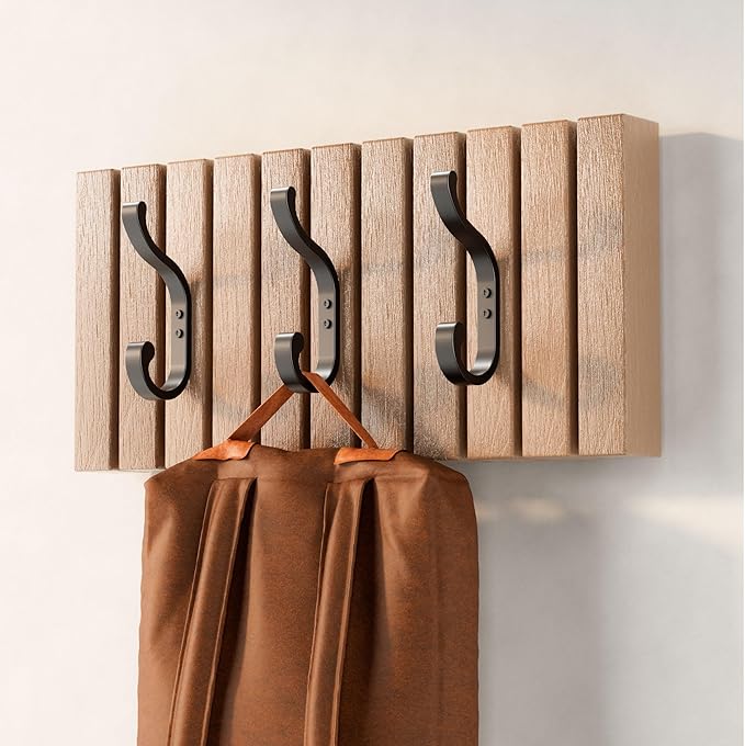 bussdis Coat Hooks Wall Mount for Hanging, Heavy Duty Backpack Hooks for Wall, Hold up to 30 lbs, Large Hanger Hooks for Towels, Purses, Clothes, Mudroom, Bathroom, Door, Black, 4 Pack