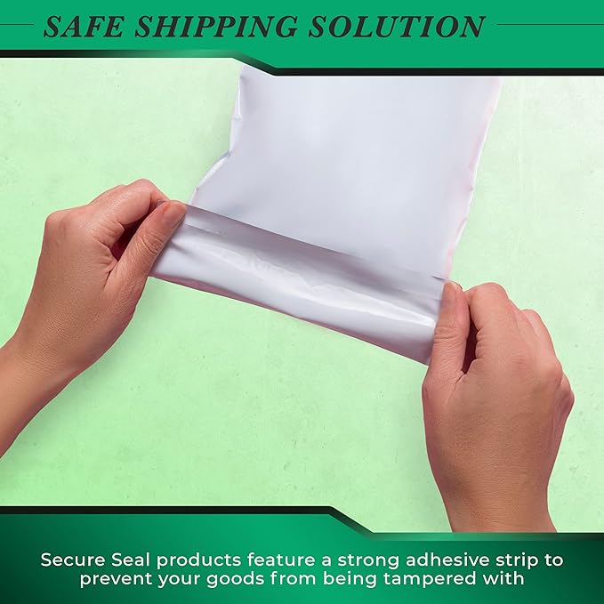 100 Pack Secure Seal White Poly Mailers - 24x24 Safe Shipping Bags - E-Commerce Self Sealing 2 Mil Poly Envelopes for Shipping