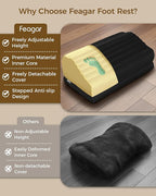 Feagar Foot Rest for Under Desk at Work - Ergonomic Foot Stool with Washable Cover, 2 Adjustable Height Footrest for Office, Home and Car Use, Supports Comfortable Sitting Posture