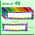 40PCS Desk Nameplates, Double Sided PET Film Desk Name Tags Erasable & Reusable Traditional Manuscript Name Plate Colorful Decoration for Student School Classroom Organization (10” x 2.8”)