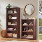 RWYHG 70" Walnut Tall Bookshelf Set of 2,5-Tier Thick Wooden Book Shelf with Adjustable Shelves,Free Standing Farmhouse Bookcase with Open Display Storage,Floor Vintage Bookshelves for Living Room