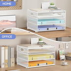 Subekyu Paper Letter Tray Organizer for Desk, White Metal Mesh Desk File Sorter Organizer with Handle and 2 Sliding Trays for Home Office School Supplies Organization