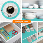 Shelf Liners for Kitchen Cabinets Drawer Liner Non Adhesive Cupboard Mat EVA Material Waterproof Refrigerator Mats Washable Fridge Liner for Cupboard and Desks Liner Blue 17.3 x 236.2 Inches