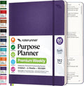 Roterunner Purpose Planner Notebook B5 7.5”x9.8” Undated 2026 Daily Weekly and Monthly Productivity Goal Setting Tool for Work Home ADHD Planner for Adults Self Care Journal (Purple Softcover)