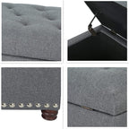 Decent Home 24'' Fabric Ottoman with Storage Rectangle Foot Rest Ottomans Stool for Bedroom Living Room(Gray)