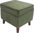 FAGAGA Storage Ottoman with Adjustable Lid, Soft Step Stool, Footrest and Seat, Ottoman Foot Rest for Living Room, Bedroom, Dorm, Green