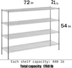 Regal Altair 21" Deep x 72" Wide x 54" Height Wire Shelving Kit | 4-Tier | NSF Commercial Storage Rack Unit