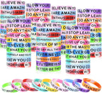CYCLUSIVE Motivational Quote Silicone Wristbands Colored Inspirational Rubber Bracelets Stretch Unisex Wristbands for Children Teens 20 Styles Swirl