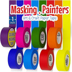 8x Colored Masking Tape, 33 Ft x 1 inch Colored Painters Tape for Arts & Crafts Labeling or Coding, Education Supplies & Craft Supplies Color Tape Rolls, Colorful Masking Craft Tape, Drafting Tape