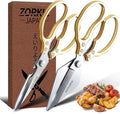 Kitchen Scissors Gold - Stainless Steel Shear, Sharp Meat Cutting Scissors Dishwasher Safe, Poultry Shears Heavy Duty, Japan Cooking Scissor for Food, Christmas Gifts for Men Women