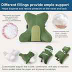 Ailuteie Lumbar Support Pillow(Pat. Pend) for Lower Back Pain Relief – Multi-Functional Ergonomic Lumbar Cushion, Reading Pillow for Office Chair, Car Seat & Sofa,Olive Green