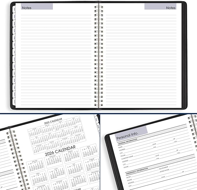 AT-A-GLANCE 2026 Planner, Weekly & Monthly, 7" x 8.75", Medium, Refillable, Executive, DayMinder, Black (G5450026)