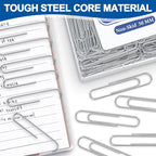 Jumbo Paper Clips Non-Skid, 1000 Large Paper Clips 10 Boxes of 100 Each, Jumbo Size for Home, Office, School Supplies, 2 Inch Silver Heavy Duty Nonskid Paperclips