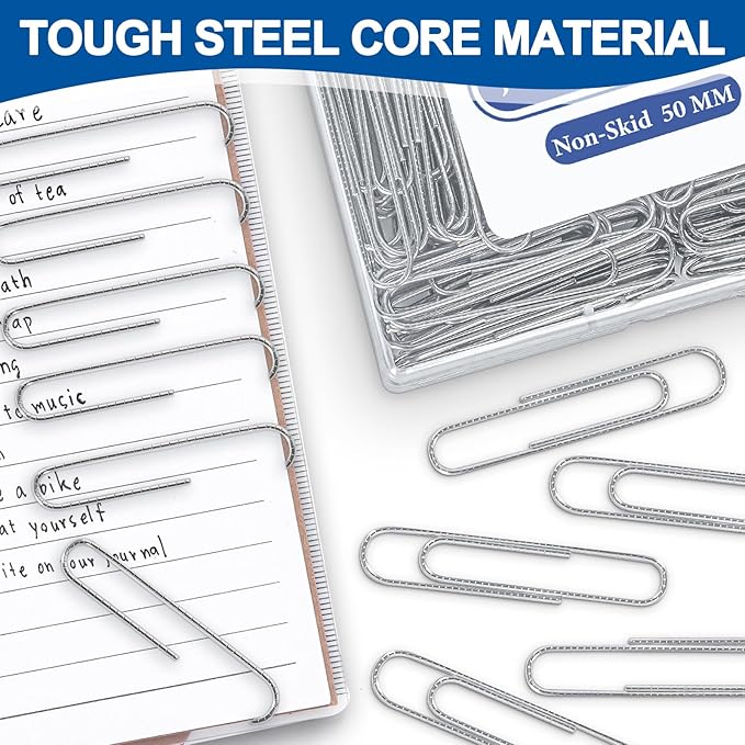 Jumbo Paper Clips Non-Skid, 1000 Large Paper Clips 10 Boxes of 100 Each, Jumbo Size for Home, Office, School Supplies, 2 Inch Silver Heavy Duty Nonskid Paperclips