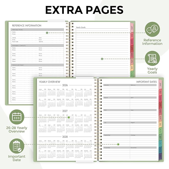2026 Planner, Weekly and Monthly Planner, January 2026 - December 2026, 8.5" x 11" Agenda Planner with Monthly Tabs, Goal Setting & Time Management Organizer for Women & Men