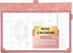 Yoment Desk Calendar 2026-2027, Jan 2026-Dec 2027, Large Desk Calendar with To-Do Lists, 24 Months Leather Desk Pad Wall Calendar with PVC Cover for Work Office School Home Women Men, 17 x 12, Pink