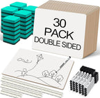 30 Pack Small White Boards, 9"x12" Double Sided Personal Dry Erase Boards Portable Handheld Whiteboards for Kids, Students, Teacher School, Include 30 Markers, 30 Erasers, 30 Pen Clips