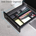 EsOfficce Drawer Organizer, Desk Organizer, Black Metal Mesh Drawer, Desk Drawer Organizer for Home Office and School,11.02X 6.10 X 1.38 Inch,Black
