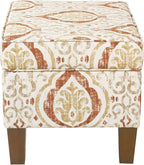 Spatial Order Square Ottoman - Burnt Orange and Cream Medallion