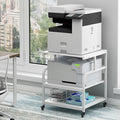 Fannova Printer Stand, 25.6" x 23.6" x 30.9" Extra Large Printer Table with Adjustable Storage Shelf, 3 Tier Rolling Printer Cart with Industrial Wheels for Home Office, White