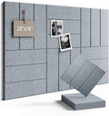 Fluxynara Felt Bulletin Board Tiles -28"x18" with 40 Adhesive Tabs, Cork Board Alternative for Office Decor, Push Pin Board Wall Organizer 6-Pack (Blue Gray)