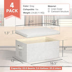 Large 17''x12'' Quart Collapsible Stackable Storage Bins with Lids, 4 Packs Off White Fabric Closet Boxes with Lids, Storage Cube Baskets Container Organizers for Bedroom Office(17''x12.2x''8'')