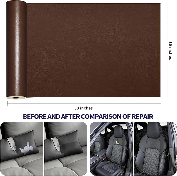 Besezx Leather Repair Patch Tape Kit, Self Adhesive Leather Repair for Furniture, Couch, Sofa, Car Seats,Office Chair,Vinyl Repair Kit.30inx16in