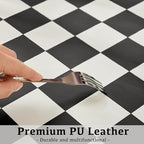Ohocut Checkered Desk Mat, Large Cute Aesthetic Retro PU Leather Computer Laptop Desk Mat, Non-Slip Waterproof Mouse Keyboard Pad, Desk Writing Mat for Work/Home (Black, 23.6" x 13.7")
