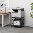Fannova 2 Tier Large Printer Stand, 23.6 x 23.6 x 22.6 Inches Square Printer Table with Storage Shelf, Rolling Printer Cart with Industrial Wheels for Home Office, Mini Fridge Stand Table - Black