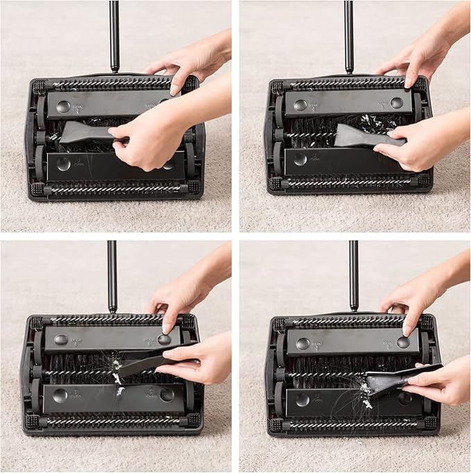 Yocada Carpet Sweeper Cleaner for Home Office Low Carpets Rugs Undercoat Carpets Pet Hair Dust Scraps Paper Small Rubbish Cleaning with a Brush Dark Blue