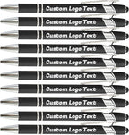 HEYZARDA Personalized Pens with Name Text Logo Custom Ballpoint Pen for Business Office Events with Stylus for Touchscreen 50 Pcs Black