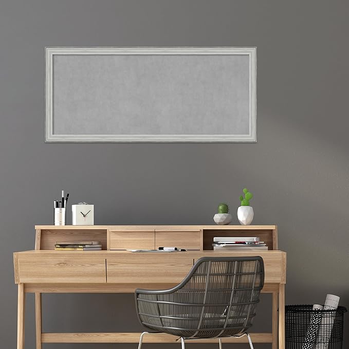 Amanti Art Silver Framed Magnetic Board 23x51 Oversize Vision Board for use with Magnets, 100% Metal Sheet to Display Items as Office Decor or for Home Organization in mudroom, Kitchen or Kids Room