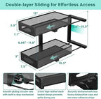 Beleeb Under Sink Organizer, 2-Pack of 2-Tier Metal Slide Out Pull Out Cabinet Organizer Shelf, Height Adjustable Organization and Storage Series, Bathroom/Desktop/Cabinet/Kitchen Organization, Black